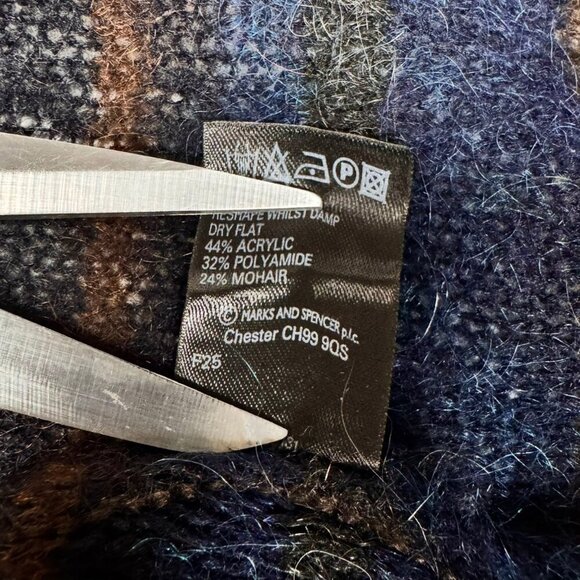 Y2K 90s Mohair Cardigan Sz.M Striped Ruffle Brown Whimsigoth Fairy Grunge Boho - Picture 14 of 14